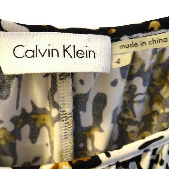 Calvin Klein Blouse | Black White Sleeveless | Split Short Sleeve Modern - Picture 7 of 10